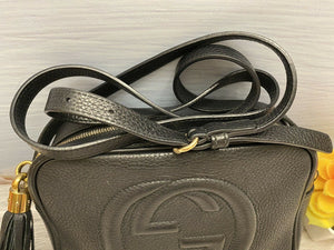 GUCCI Soho Disco Black Leather Crossbody Shoulder Bag Purse (308364 520981B)