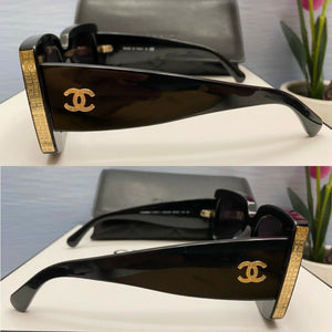 Brand New Square Chanel Sunglasses - Model 5435 BLACK - COCO CHANEL-CC Logo