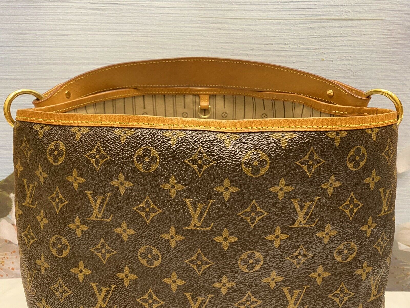 Louis Vuitton Delightful MM Monogram Beige Shoulder Bag (FL0111