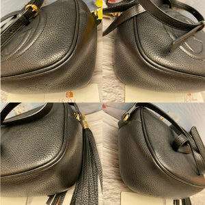 GUCCI Soho Disco Black Leather Crossbody Shoulder Bag Purse (308364 520981)