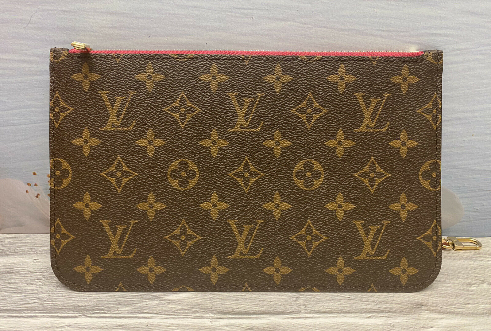 Louis Vuitton Brown Monogram Canvas Peony Neverfull GM Gold