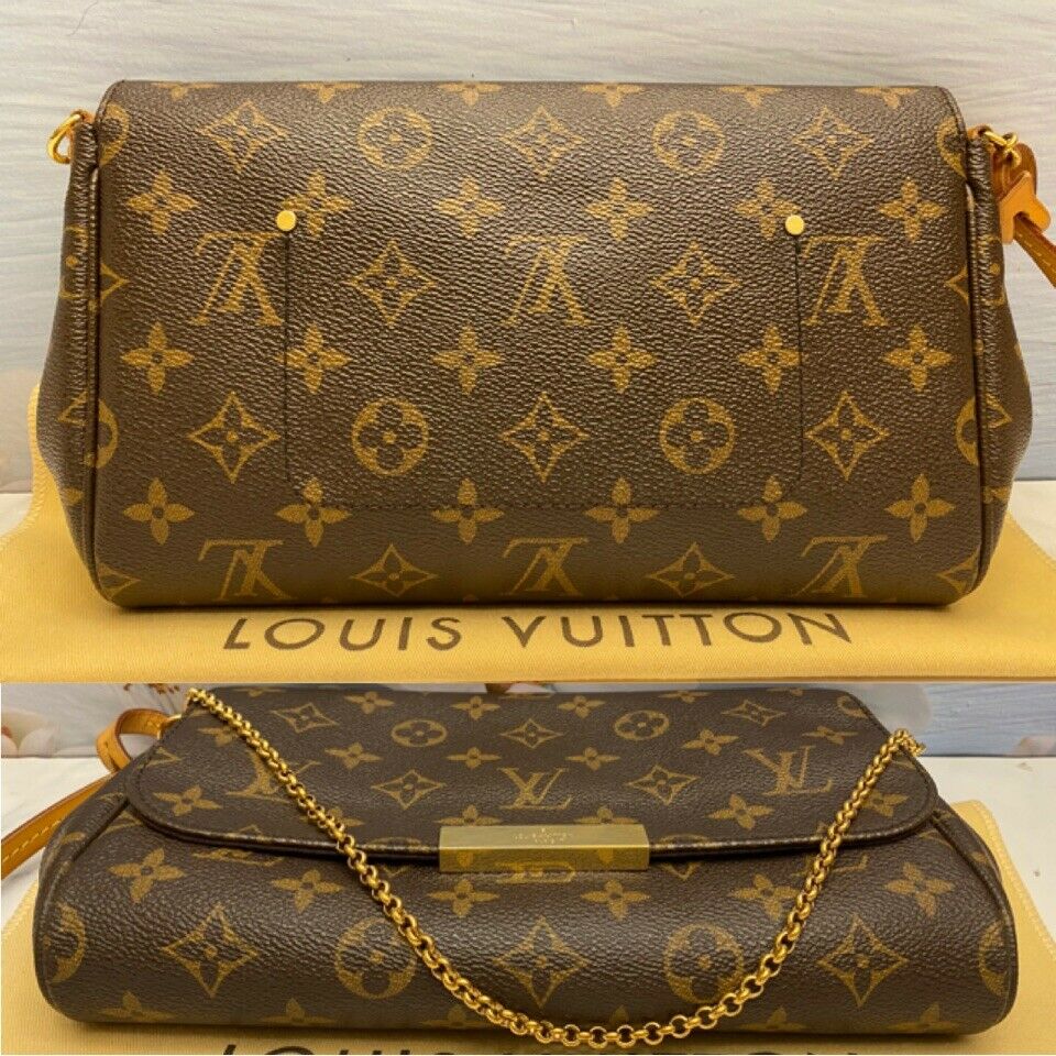 🌸 Louis Vuitton Favorite MM Monogram Chain Clutch Crossbody Bag (FL1124) 🌸