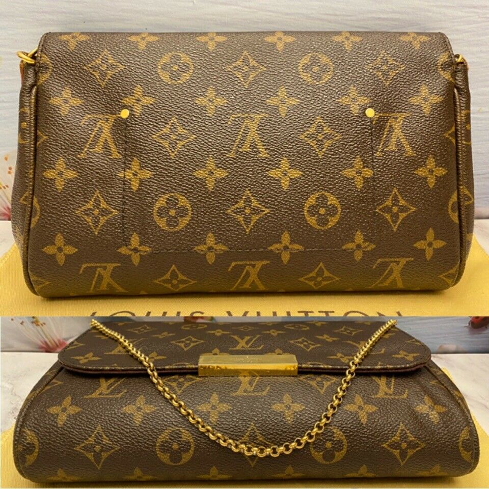 🌸Louis Vuitton Favorite MM Monogram Chain Clutch Crossbody (DU4123)+Dust  Bag+🌸