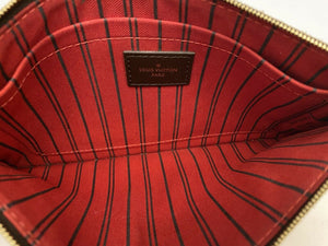 Louis Vuitton Neverfull MM/GM Damier Ebene Red Wristlet/Pouch/Clutch(SD4128)