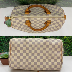 LOUIS VUITTON Speedy 30 Damier Azur Purse Doctor Style Handbag (DU1019)
