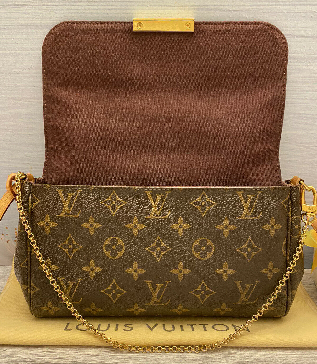 🌸Louis Vuitton Favorite MM Monogram Chain Clutch Crossbody (DU4123)+Dust  Bag+🌸