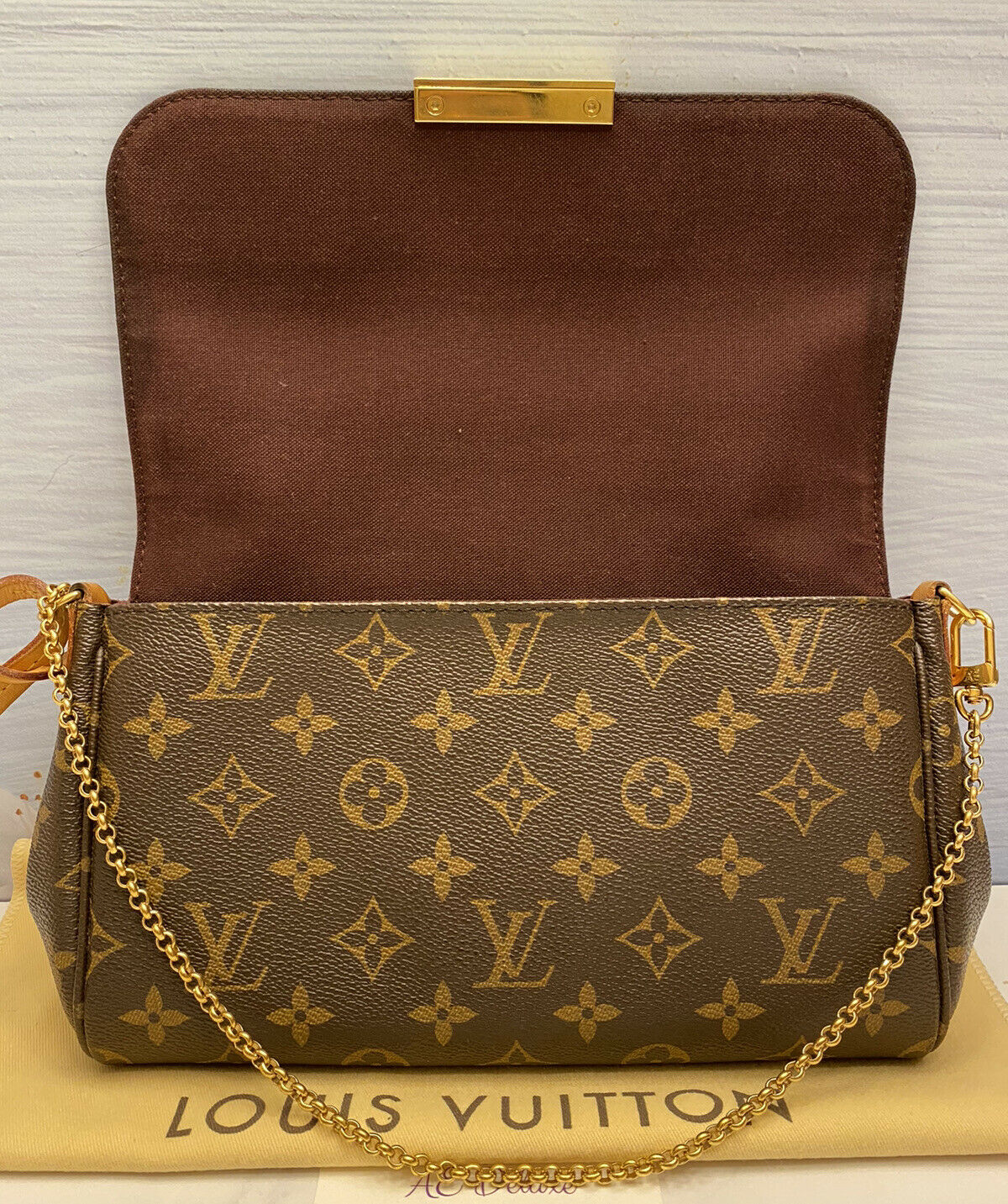 🌸Louis Vuitton Favorite PM Monogram Clutch Chain Purse Crossbody Bag  (FL4107)🌸