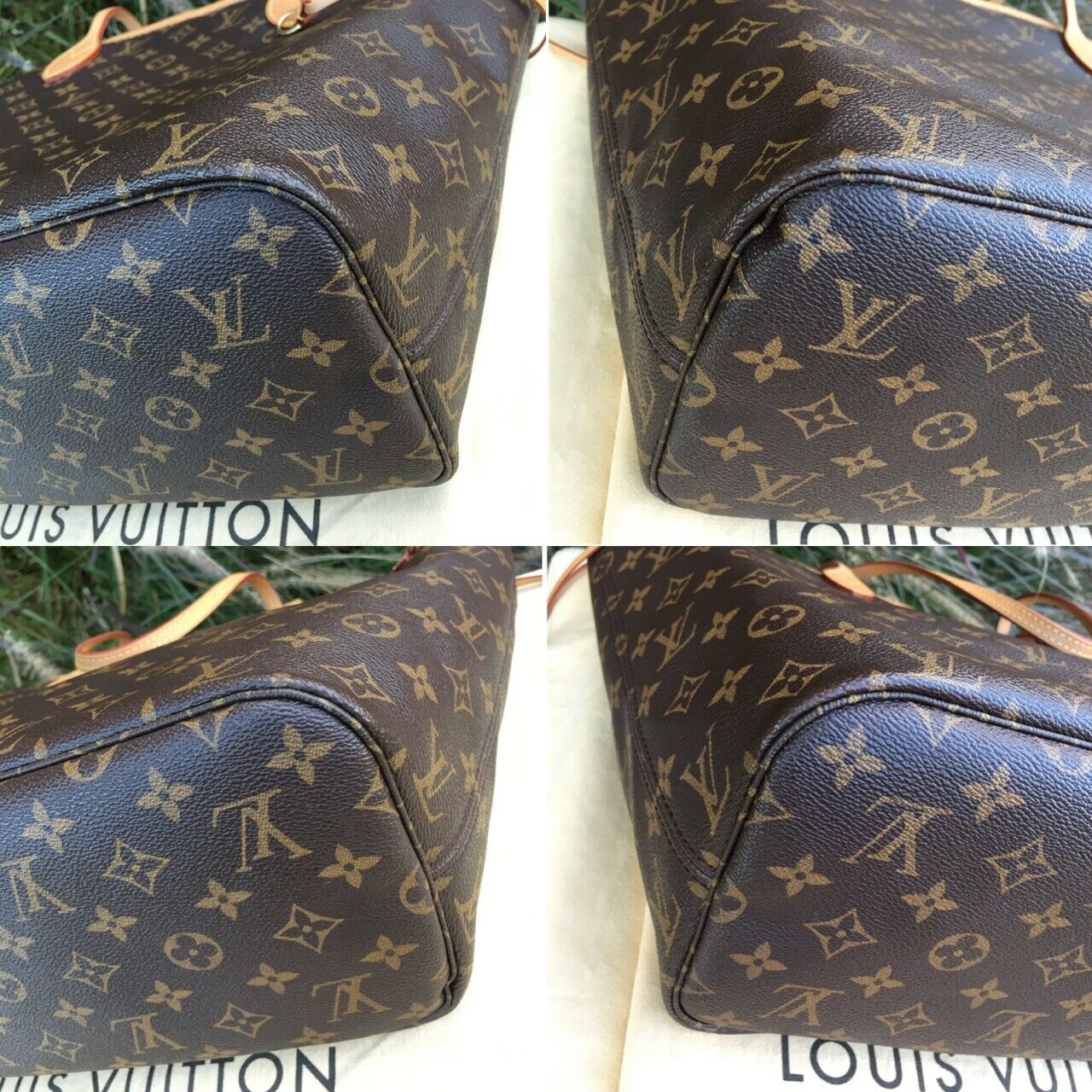 Auth Louis Vuitton Neverfull MM Monogram M40156 Leather Adjust Strap Broke  LD478