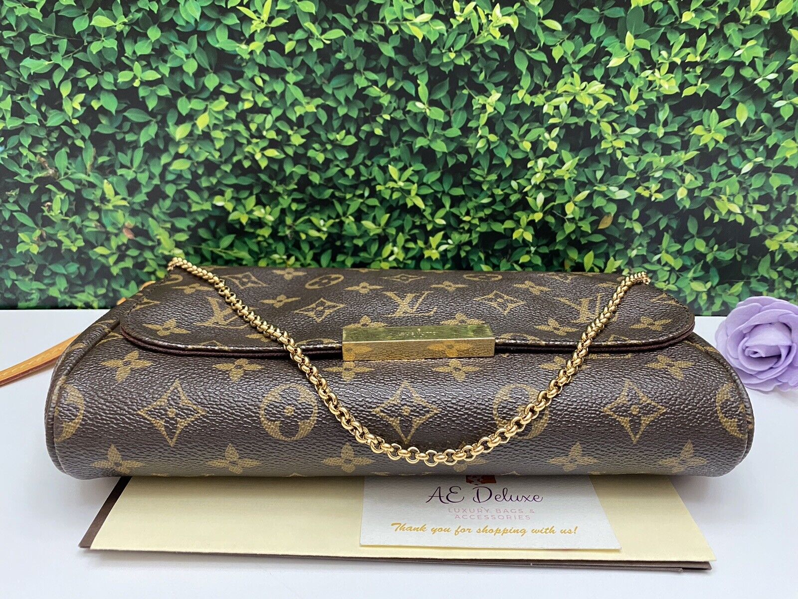 Louis Vuitton Favorite MM Monogram Chain Clutch Crossbody (FL1146