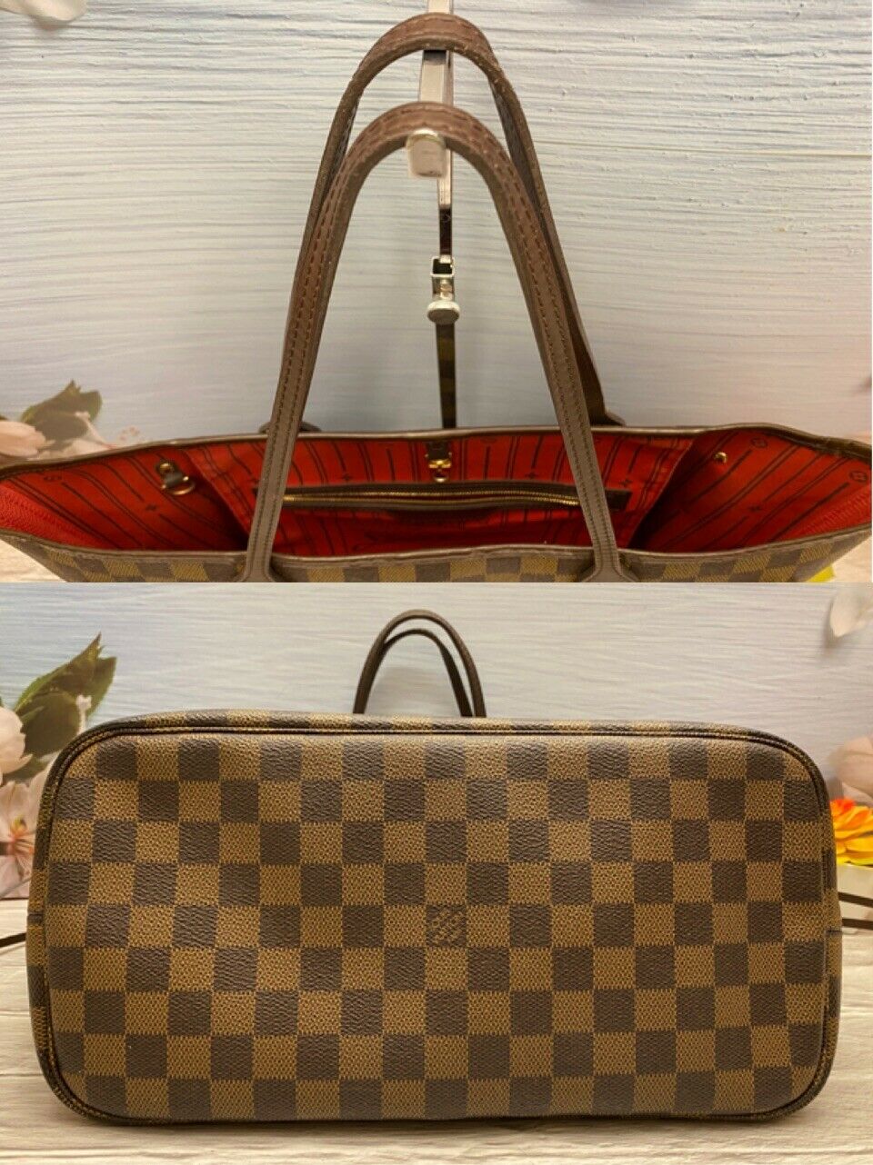 Louis Vuitton Neverfull MM Damier Ebene Cherry Red Tote (SP2068) – AE  Deluxe LLC®