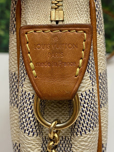 Louis Vuitton Eva Damier Azur Chain Clutch 2 Way Purse (SN2123