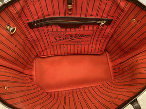 Louis Vuitton Neverfull MM Damier Ebene Cherry Red Tote Shoulder Bag(SP0069)