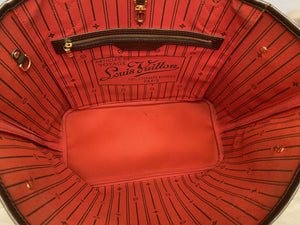 Louis Vuitton Neverfull MM Damier Ebene Cherry Red Tote Shoulder Bag(AR1170)