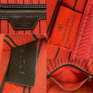 Louis Vuitton Neverfull MM Damier Ebene Cherry Red Tote Shoulder Bag(SD4164)