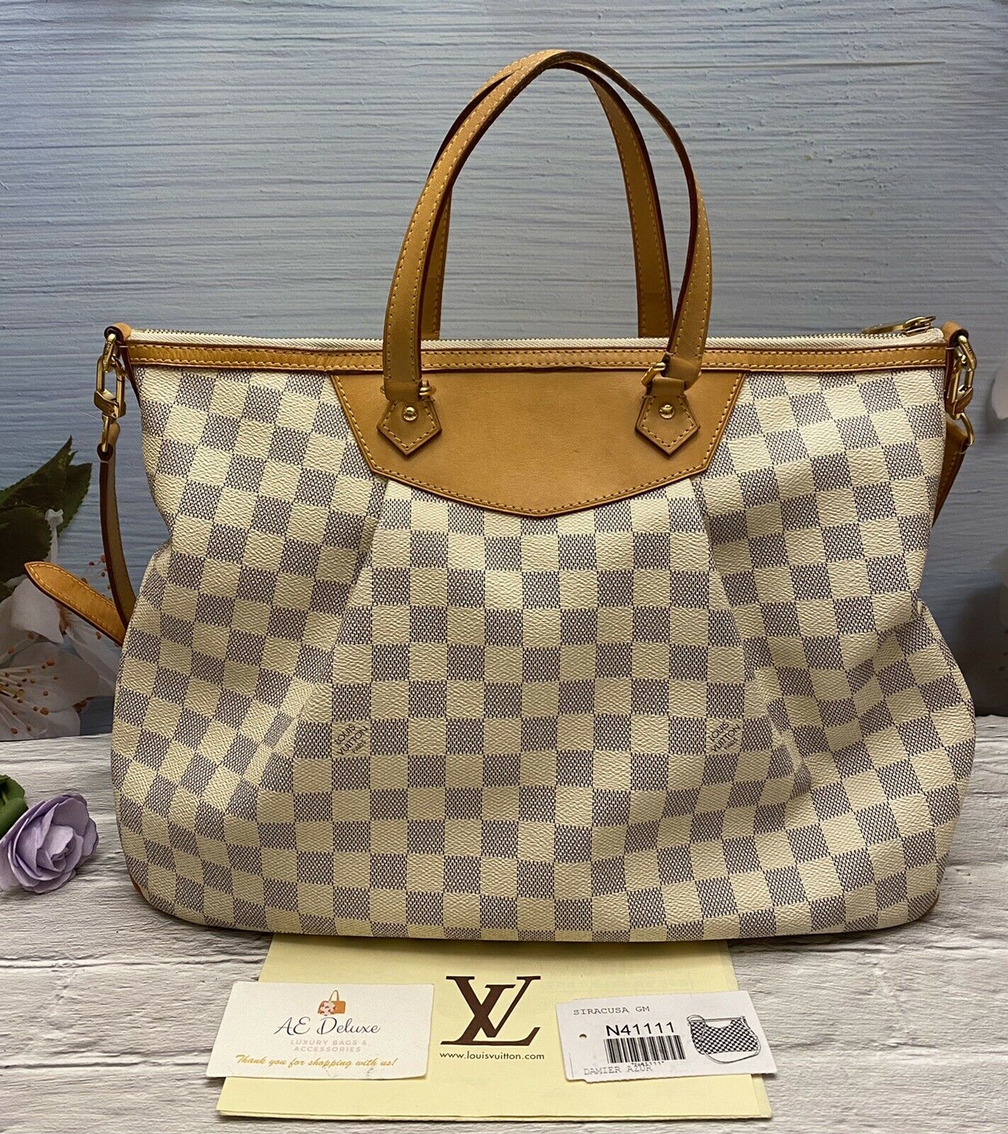 Louis Vuitton Damier Azur Canvas Siracusa GM Bag at 1stDibs