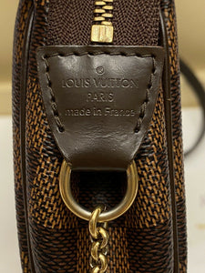 Louis Vuitton Eva Damier Ebene Clutch Crossbody Shoulder Purse (DU4161)
