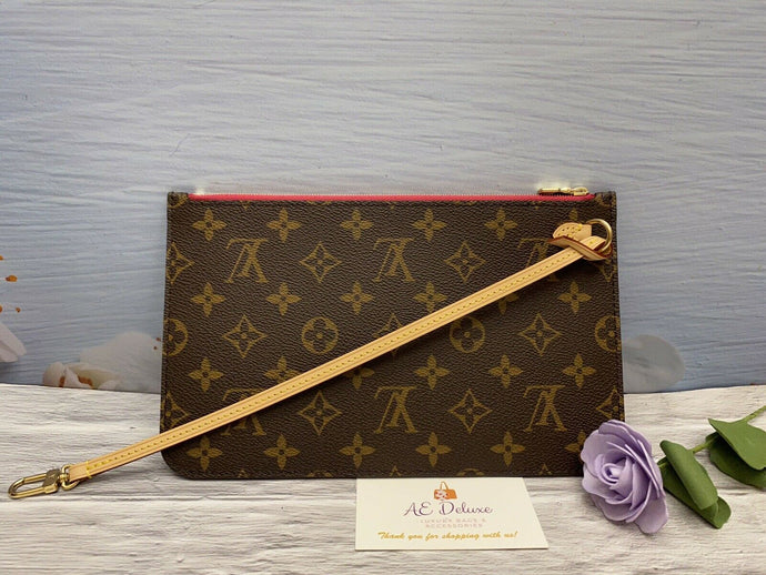 Louis Vuitton Neverfull MM/GM Peony Pivoine Monogram Wristlet/Pouch/Clutch