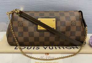 Louis Vuitton Eva Damier Ebene Clutch Crossbody Purse (SD2163)