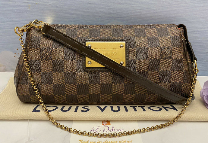 Louis Vuitton Eva Damier Ebene Clutch Crossbody Purse (SD2163)