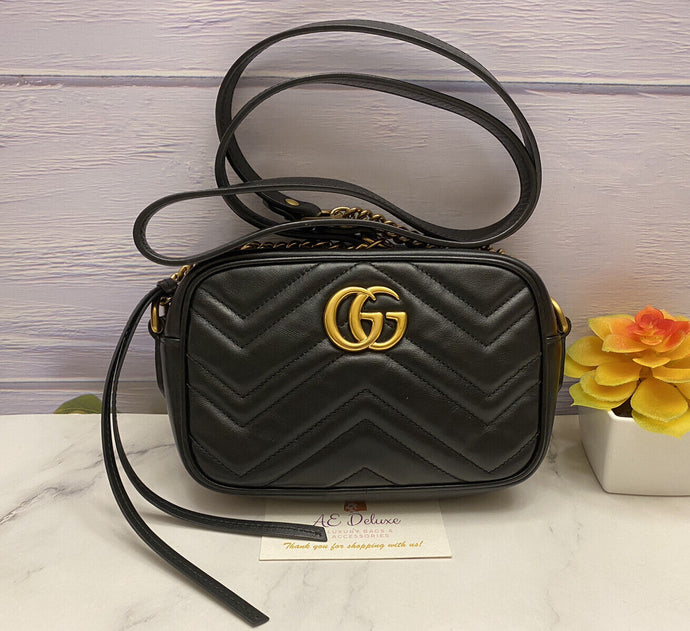 GUCCI GG Marmont Matelasse Mini Black Calfskin Leather (81000)