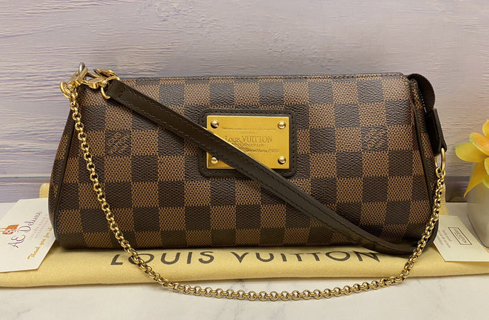 Louis Vuitton Eva Damier Ebene Clutch Crossbody Purse (DU4191)
