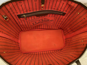 Louis Vuitton Neverfull MM Damier Ebene Cherry Red Tote Shoulder Bag(GI4181)