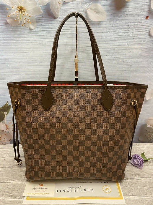 Louis Vuitton Neverfull MM Damier Ebene Cherry Red Tote (AR2141)+Certificate