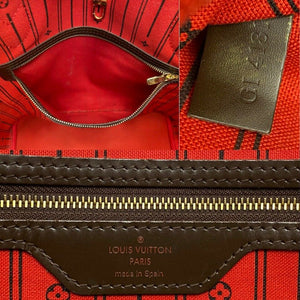 Louis Vuitton Neverfull MM Damier Ebene Cherry Red Tote Shoulder Bag(GI4181)