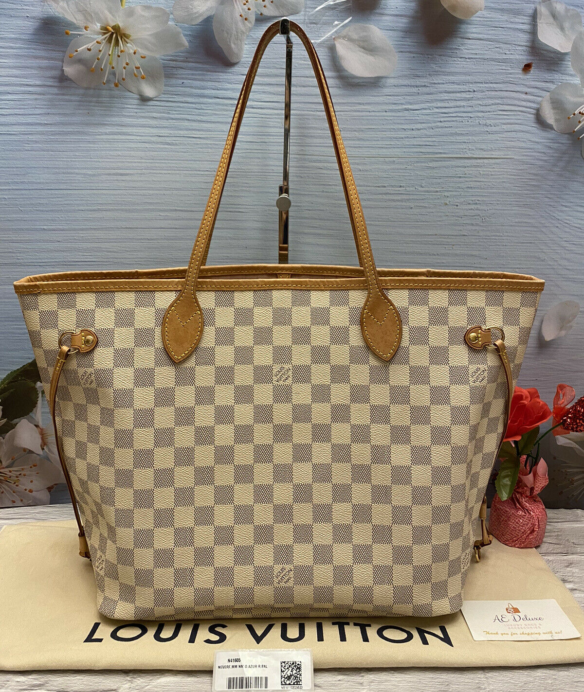 Louis Vuitton Neverfull MM Damier Azur Rose Ballerine Tote (SD0149) – AE  Deluxe LLC®
