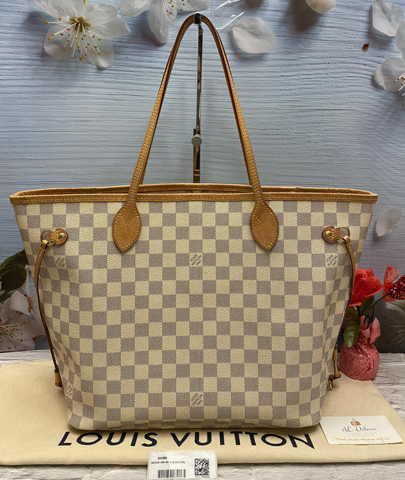 Louis Vuitton Neverfull MM Damier Azur Rose Ballerine Tote (SD0149)