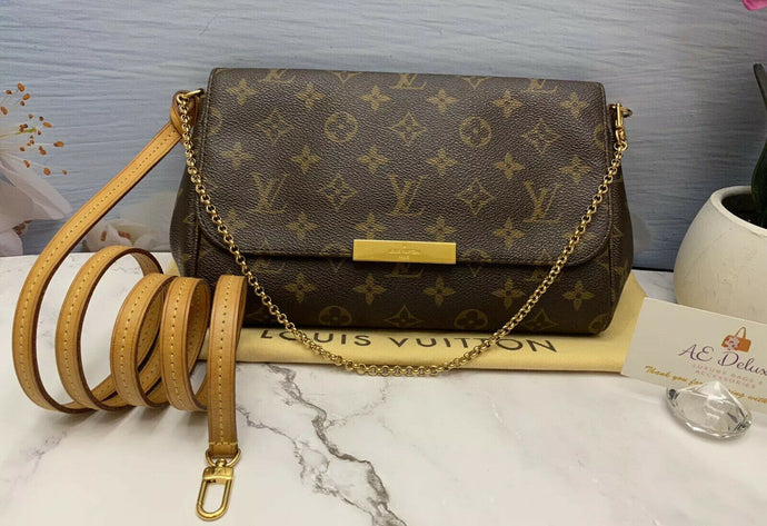 Louis Vuitton Favorite MM Monogram Clutch Purse (FL0183)+ Dust Bag