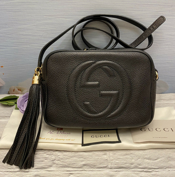 GUCCI Soho Disco Black Leather Crossbody Purse (308364 002123)