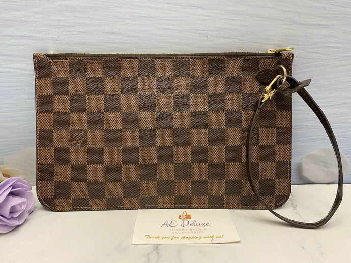 Louis Vuitton Neverfull MM/GM Damier Ebene Red Wristlet/Pouch/Clutch(SD4128)
