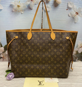 Louis Vuitton Neverfull Red Interior Tote MM Brown Canvas
