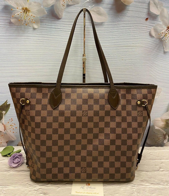 Louis Vuitton Neverfull MM Damier Ebene Cherry Red Tote Shoulder Bag(CA1141)