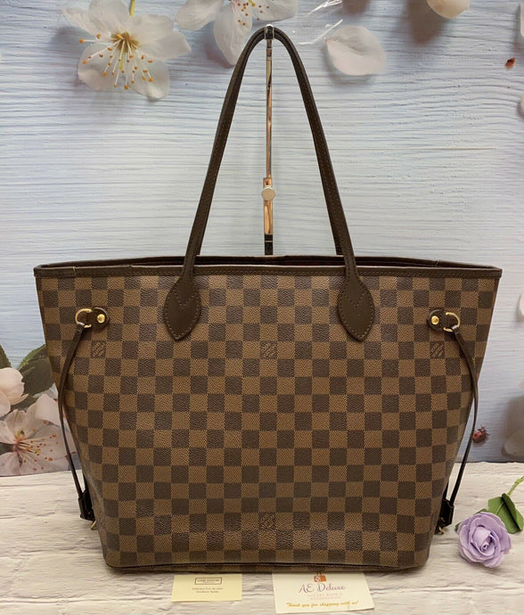 Louis Vuitton Neverfull MM Damier Ebene Cherry Red Tote Shoulder Bag(AR1170)