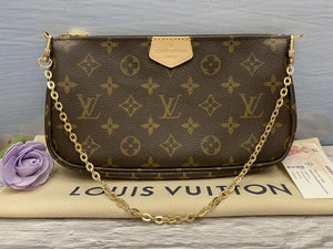 LOUIS VUITTON Multi Chain Pochette Accessories Clutch Bag Brown