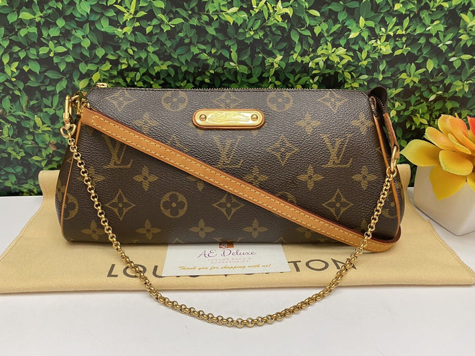 Louis Vuitton Eva Monogram Chain Clutch Purse Crossbody Bag(DU1099)