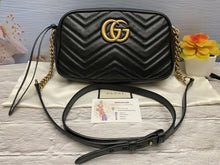 Load image into Gallery viewer, GUCCI GG Marmont Matelasse Small Black Calfskin Leather Crossbody Bag (447632)