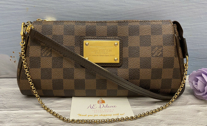 Louis Vuitton Eva Damier Ebene Clutch Crossbody Shoulder Purse (MB0164)