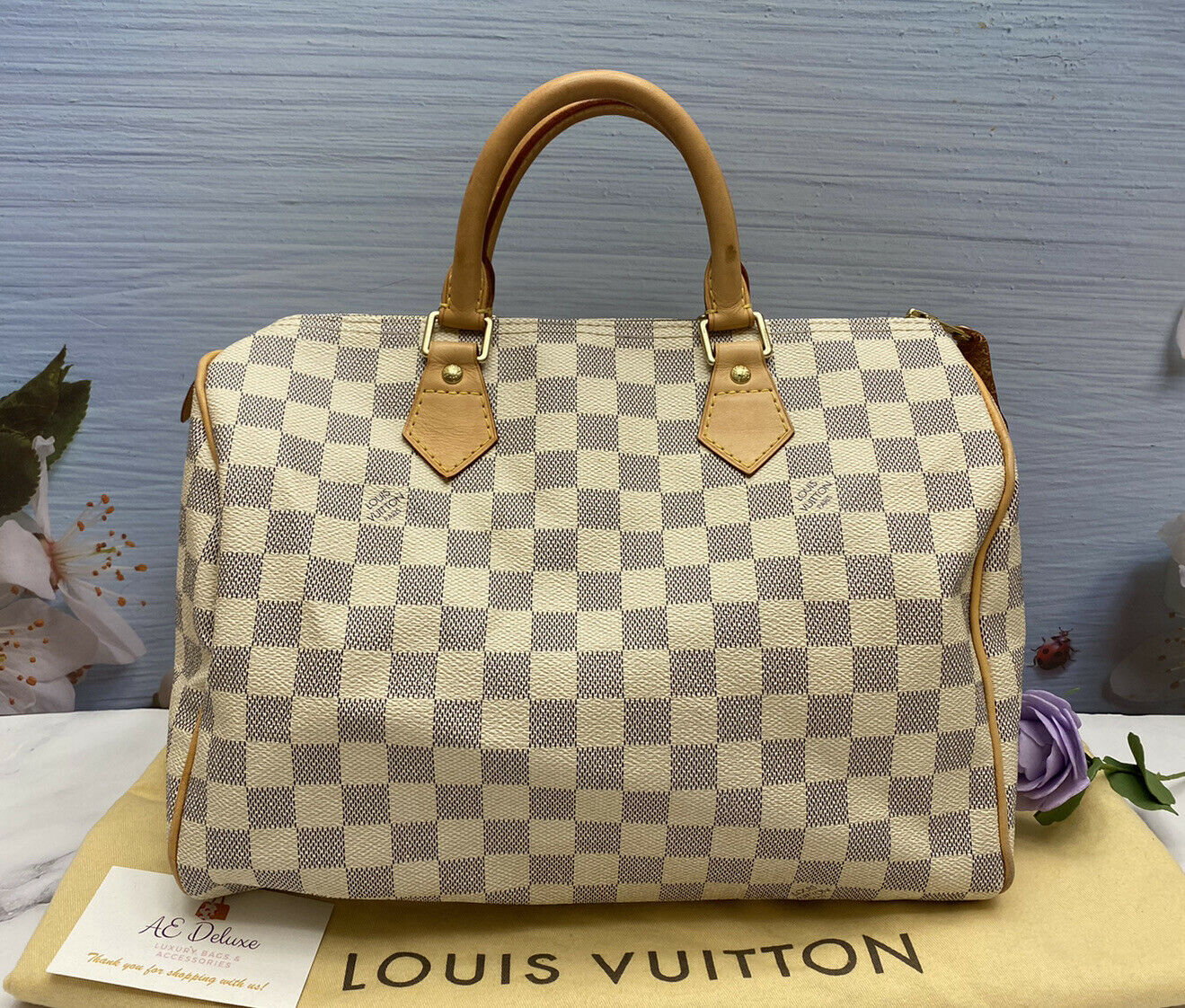 LOUIS VUITTON Speedy 30 Damier Azur Handbag Purse (SD3077) – AE