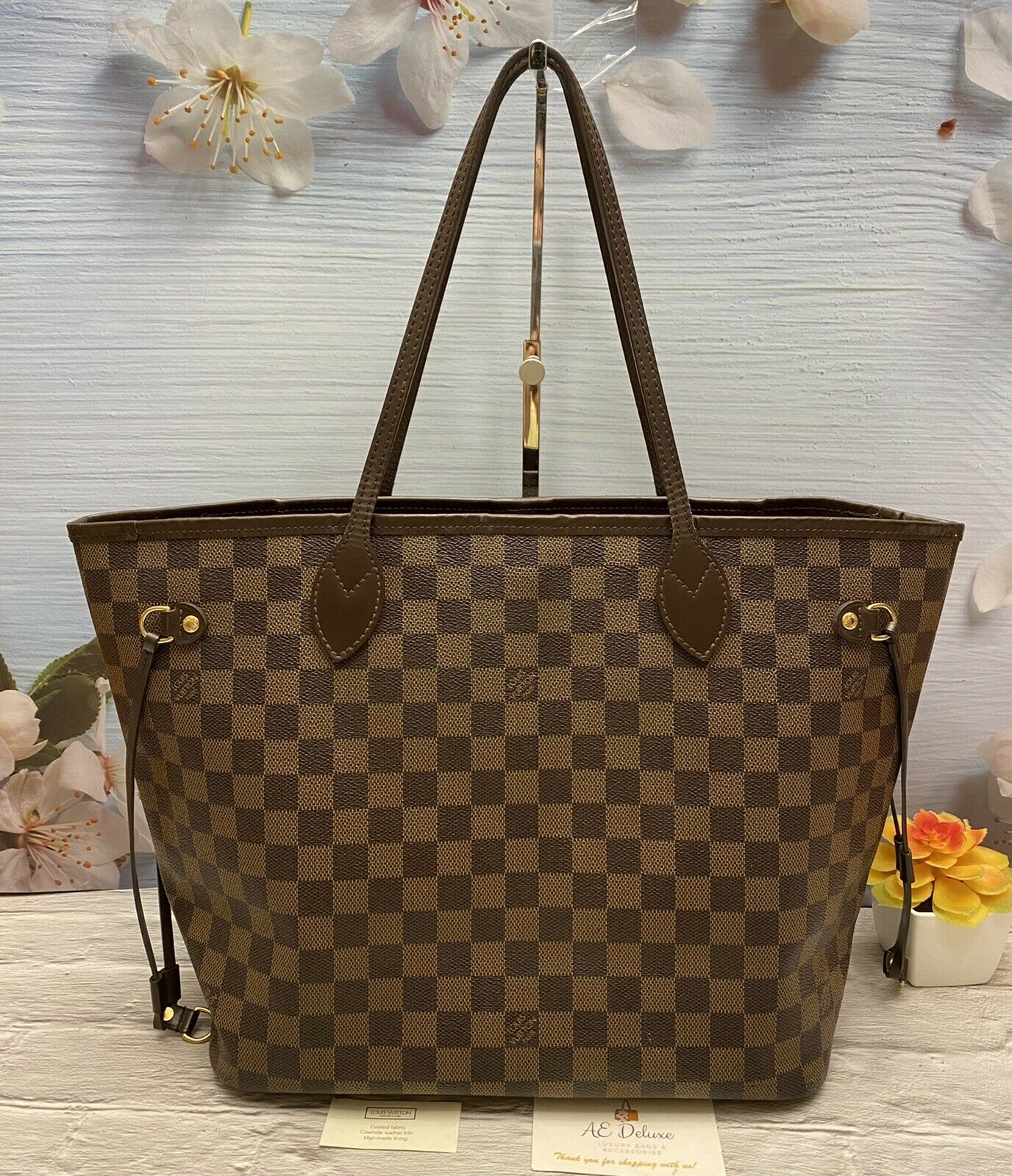 【希少】 LOUIS VUITTON Damier Ebene Neverfull トートバッグ Louis Vuitton Neverfull MM Damier Ebene Canvas Tote Bag for