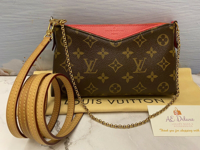 Louis Vuitton Pallas Cerise Red Clutch Crossbody (CA0196)