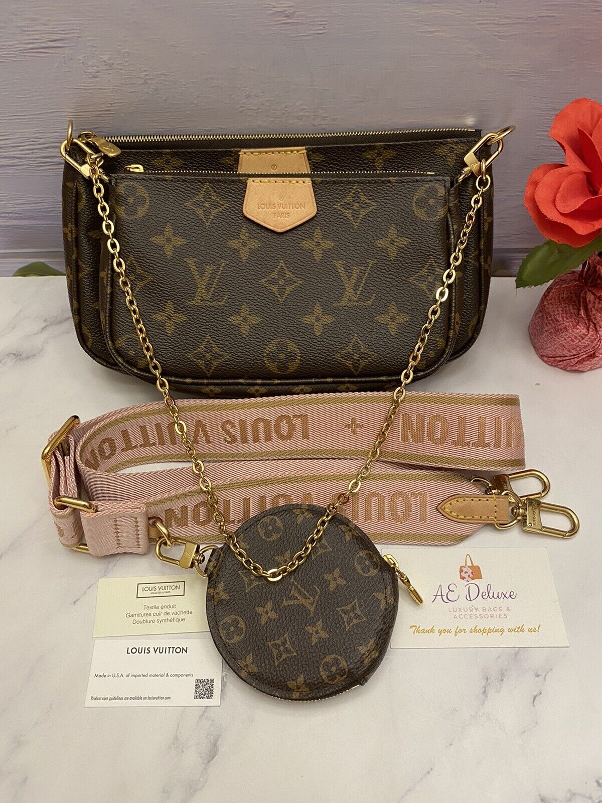 Louis Vuitton Multi Pochette Accessoires Monogram Pink Clutch