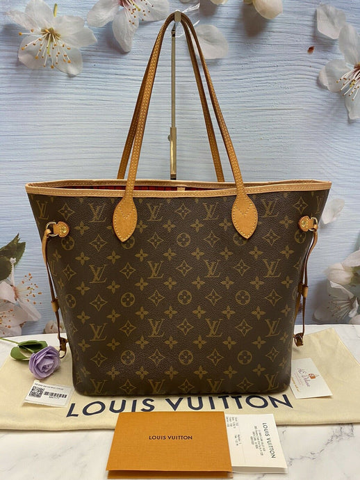 Louis Vuitton Neverfull MM NM Monogram Cerise Tote (TX3119)