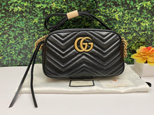 Load image into Gallery viewer, GUCCI GG Marmont Matelasse Small Black Calfskin Leather Crossbody Bag (2917)