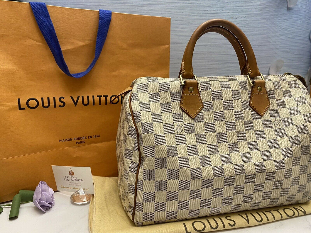 LOUIS VUITTON Speedy 30 Damier Azur Handbag Purse (DU3087)