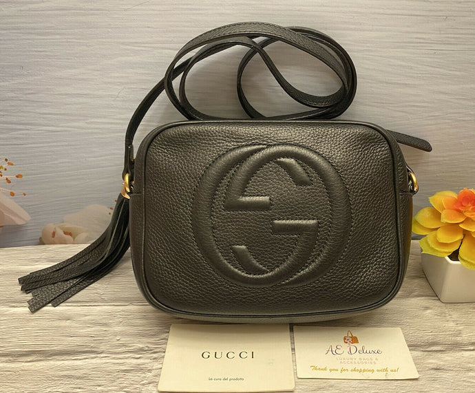 GUCCI Soho Disco Black Leather Crossbody Shoulder Bag Purse (308364 520981)