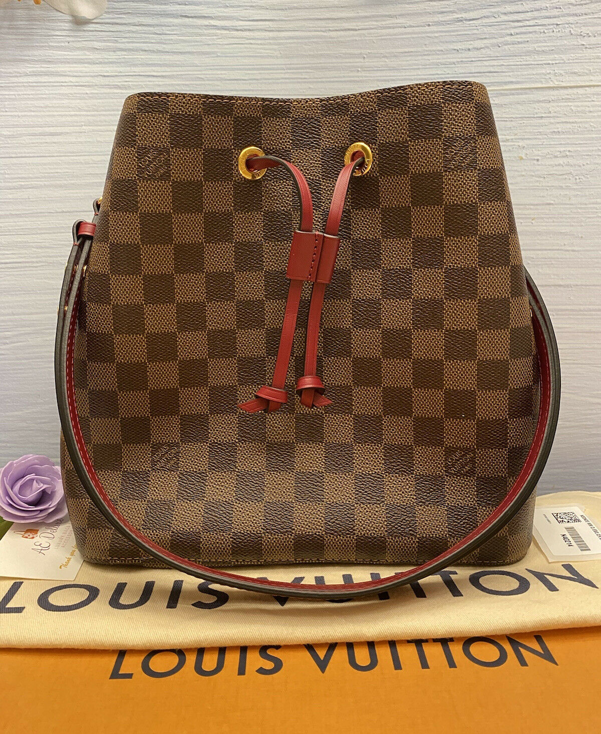 Louis Vuitton NéoNoé Damier Ebene Cherry Berry Crossbody Shoulder