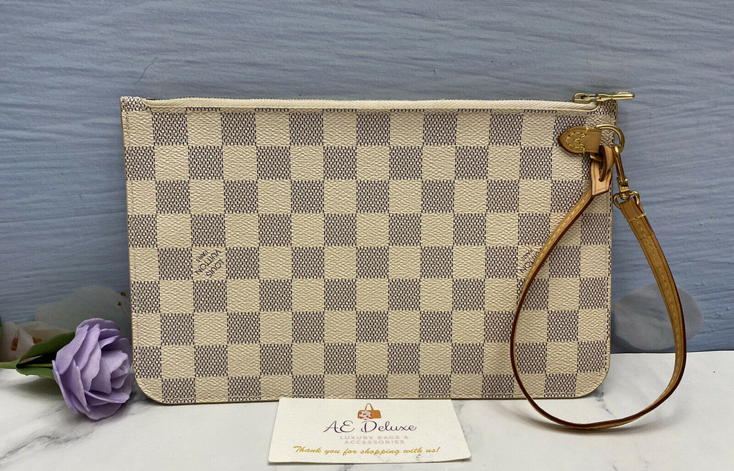 Louis Vuitton Neverfull Damier Azur Pouch Clutch Bag